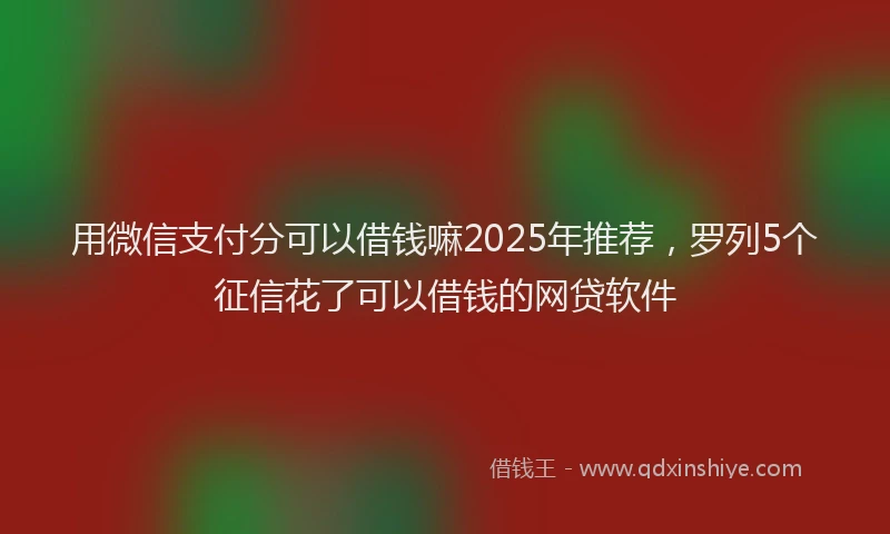 用微信支付分可以借钱嘛2025年推荐，罗列5个征信花了可以借钱的网贷软件