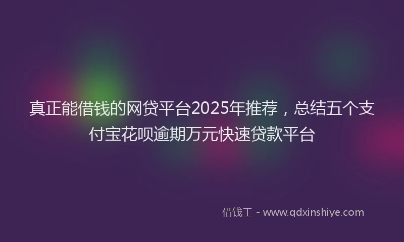 真正能借钱的网贷平台2025年推荐，总结五个支付宝花呗逾期万元快速贷款平台