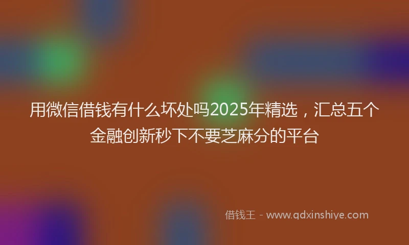 用微信借钱有什么坏处吗2025年精选，汇总五个金融创新秒下不要芝麻分的平台