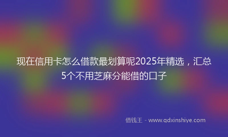 现在信用卡怎么借款最划算呢2025年精选，汇总5个不用芝麻分能借的口子