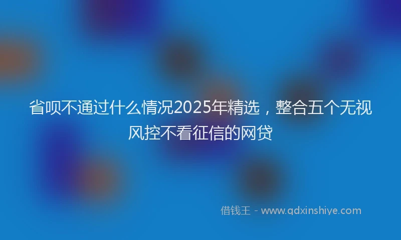 省呗不通过什么情况2025年精选，整合五个无视风控不看征信的网贷