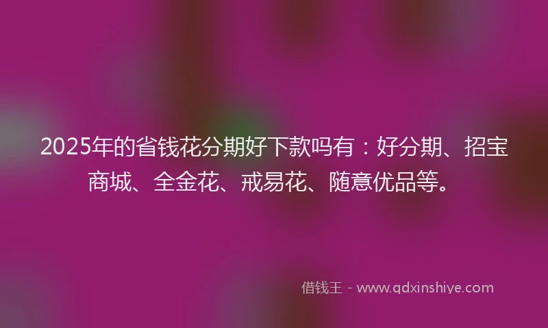 2025年的省钱花分期好下款吗有：好分期、招宝商城、全金花、戒易花、随意优品等。