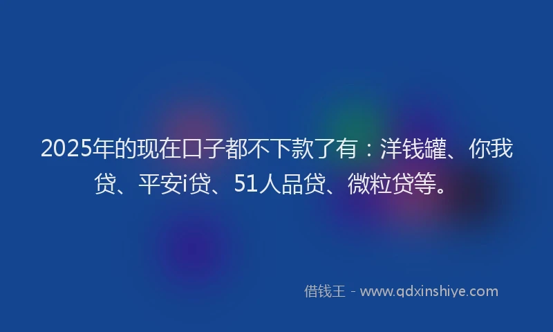2025年的现在口子都不下款了有：洋钱罐、你我贷、平安i贷、51人品贷、微粒贷等。