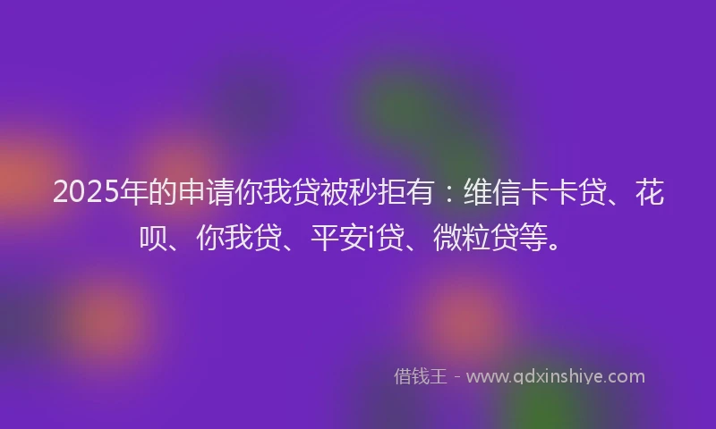 2025年的申请你我贷被秒拒有：维信卡卡贷、花呗、你我贷、平安i贷、微粒贷等。