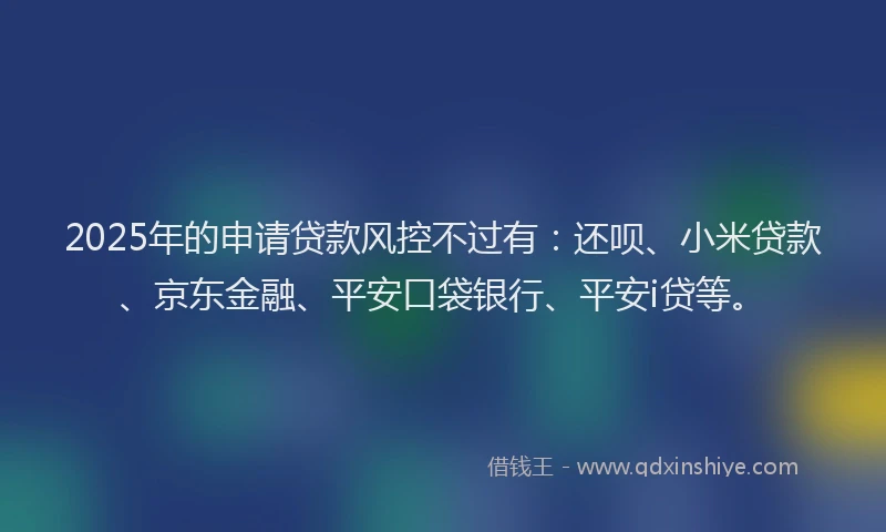2025年的申请贷款风控不过有：还呗、小米贷款、京东金融、平安口袋银行、平安i贷等。