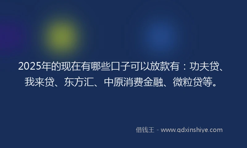 2025年的现在有哪些口子可以放款有：功夫贷、我来贷、东方汇、中原消费金融、微粒贷等。