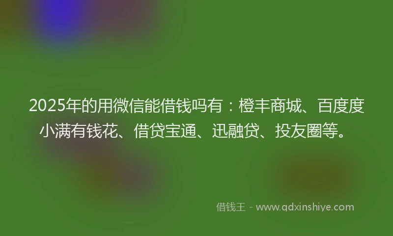 2025年的用微信能借钱吗有：橙丰商城、百度度小满有钱花、借贷宝通、迅融贷、投友圈等。