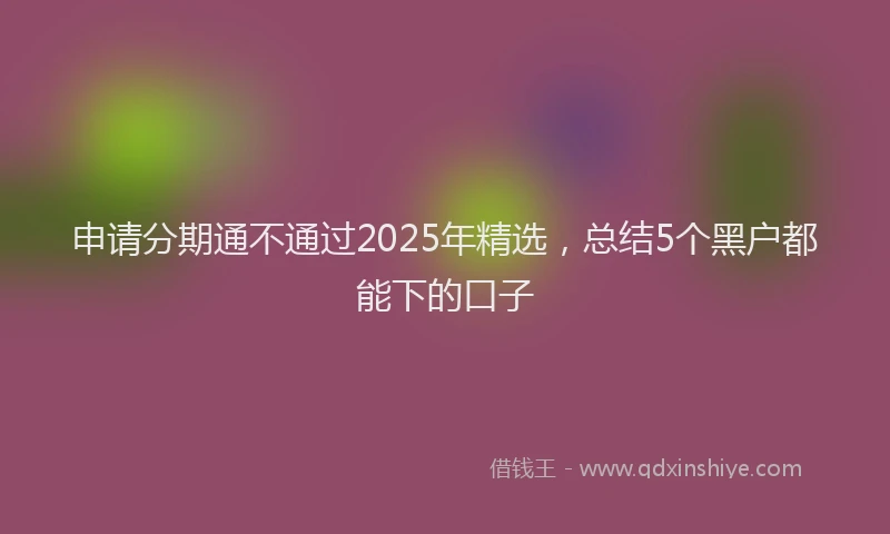 申请分期通不通过2025年精选，总结5个黑户都能下的口子