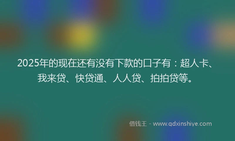 2025年的现在还有没有下款的口子有：超人卡、我来贷、快贷通、人人贷、拍拍贷等。