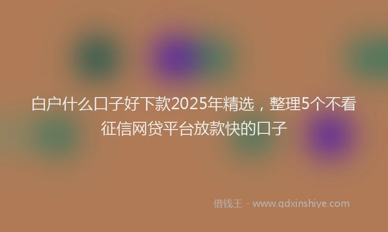 白户什么口子好下款2025年精选，整理5个不看征信网贷平台放款快的口子