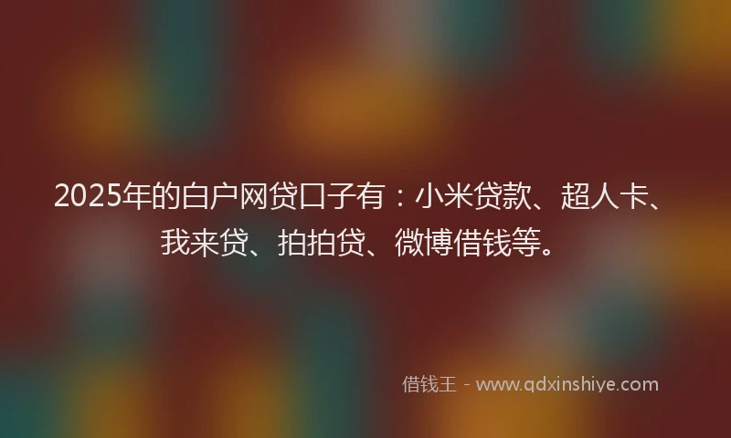 2025年的白户网贷口子有：小米贷款、超人卡、我来贷、拍拍贷、微博借钱等。