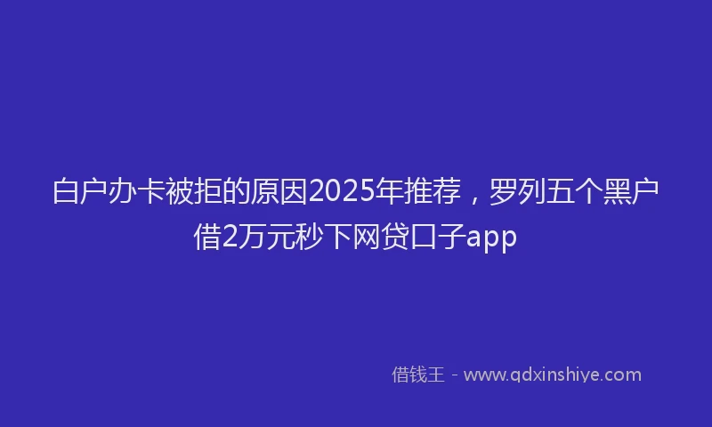 白户办卡被拒的原因2025年推荐，罗列五个黑户借2万元秒下网贷口子app