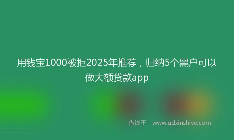 用钱宝1000被拒2025年推荐，归纳5个黑户可以做大额贷款app