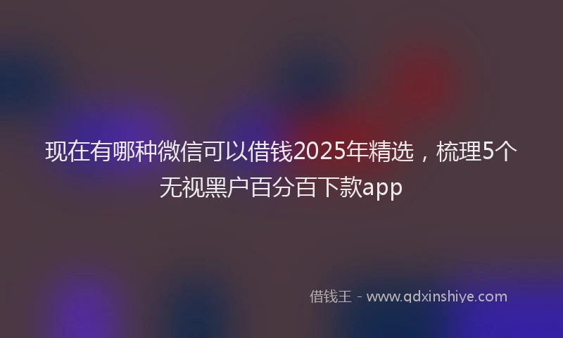 现在有哪种微信可以借钱2025年精选，梳理5个无视黑户百分百下款app