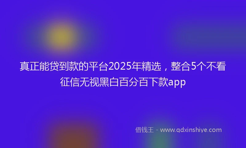 真正能贷到款的平台2025年精选，整合5个不看征信无视黑白百分百下款app