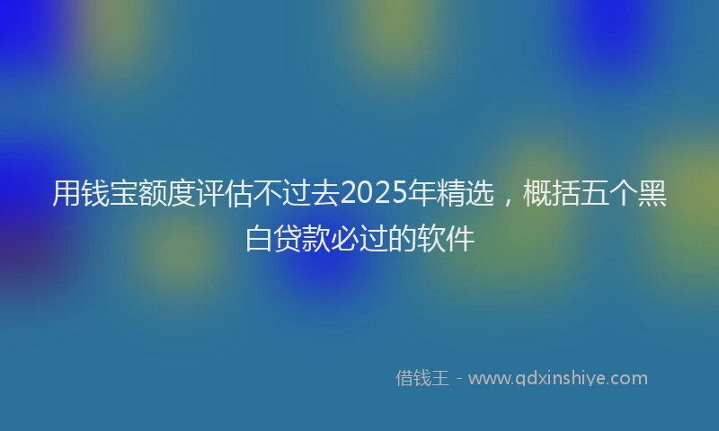 用钱宝额度评估不过去2025年精选，概括五个黑白贷款必过的软件