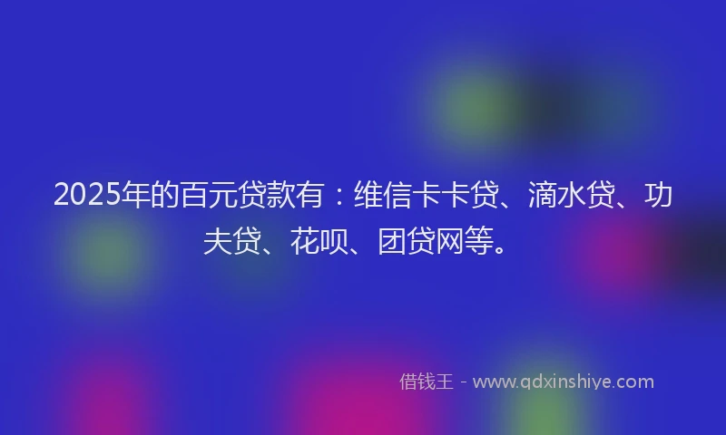 2025年的百元贷款有：维信卡卡贷、滴水贷、功夫贷、花呗、团贷网等。