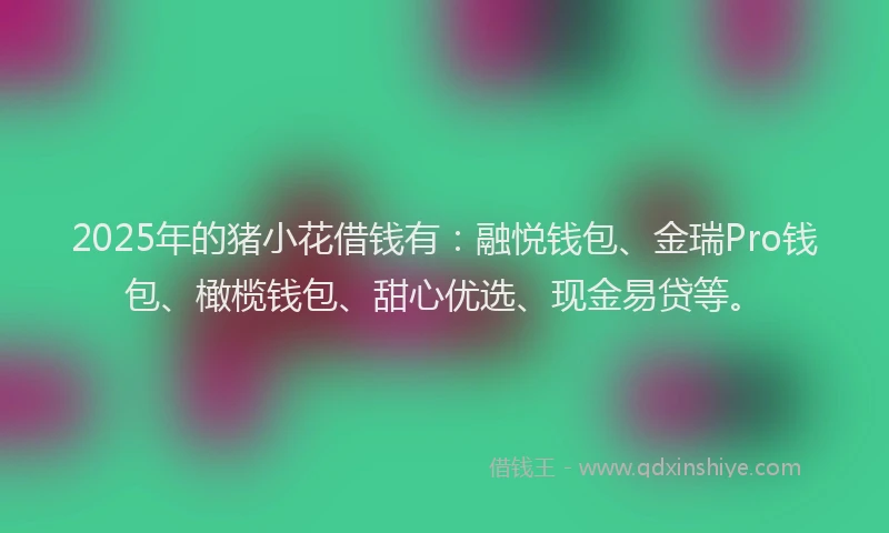 2025年的猪小花借钱有：融悦钱包、金瑞Pro钱包、橄榄钱包、甜心优选、现金易贷等。
