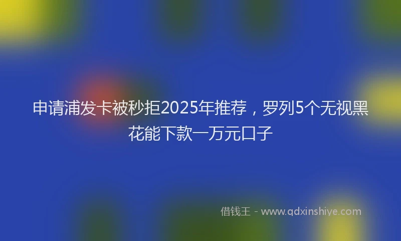 申请浦发卡被秒拒2025年推荐，罗列5个无视黑花能下款一万元口子