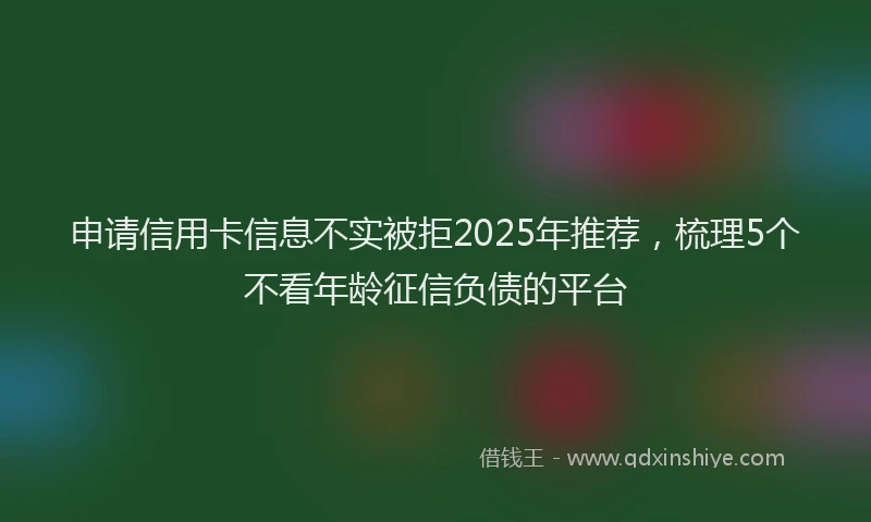 申请信用卡信息不实被拒2025年推荐，梳理5个不看年龄征信负债的平台