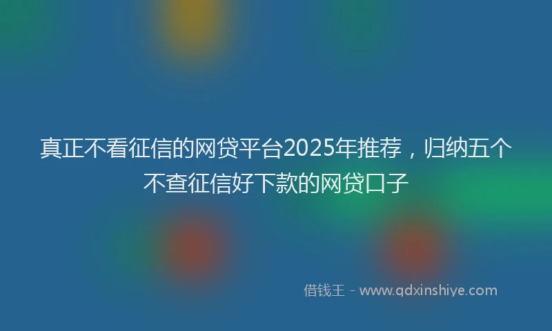 真正不看征信的网贷平台2025年推荐，归纳五个不查征信好下款的网贷口子