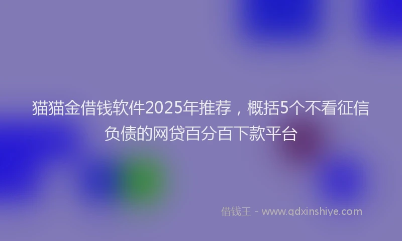 猫猫金借钱软件2025年推荐，概括5个不看征信负债的网贷百分百下款平台