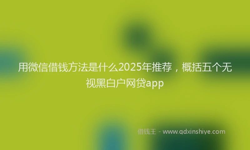 用微信借钱方法是什么2025年推荐，概括五个无视黑白户网贷app