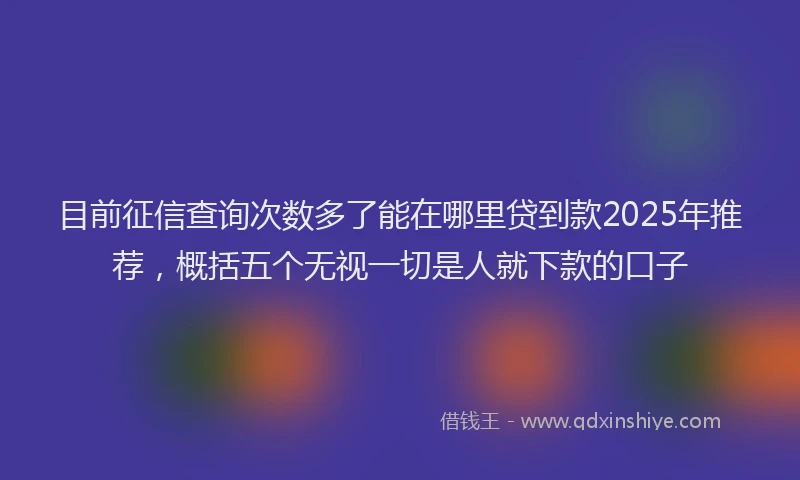 目前征信查询次数多了能在哪里贷到款2025年推荐，概括五个无视一切是人就下款的口子