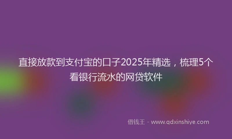 直接放款到支付宝的口子2025年精选，梳理5个看银行流水的网贷软件