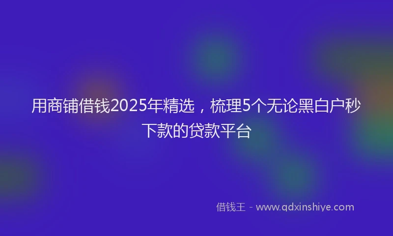 用商铺借钱2025年精选，梳理5个无论黑白户秒下款的贷款平台