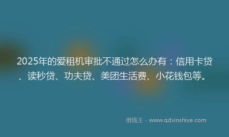 2025年的爱租机审批不通过怎么办有：信用卡贷、读秒贷、功夫贷、美团生活费、小花钱包等。