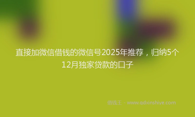 直接加微信借钱的微信号2025年推荐，归纳5个12月独家贷款的口子