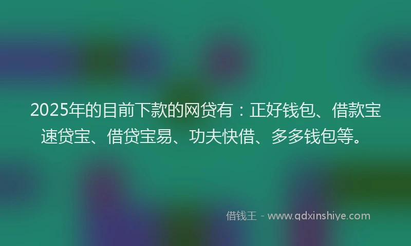 2025年的目前下款的网贷有：正好钱包、借款宝速贷宝、借贷宝易、功夫快借、多多钱包等。