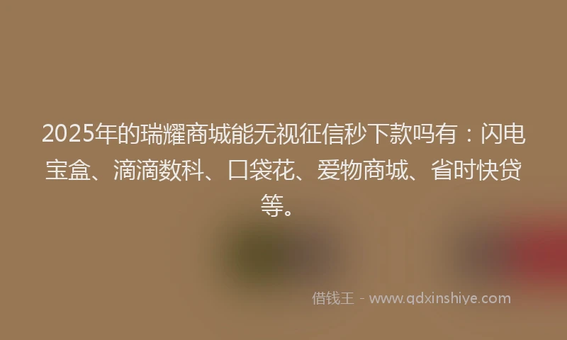 2025年的瑞耀商城能无视征信秒下款吗有：闪电宝盒、滴滴数科、口袋花、爱物商城、省时快贷等。