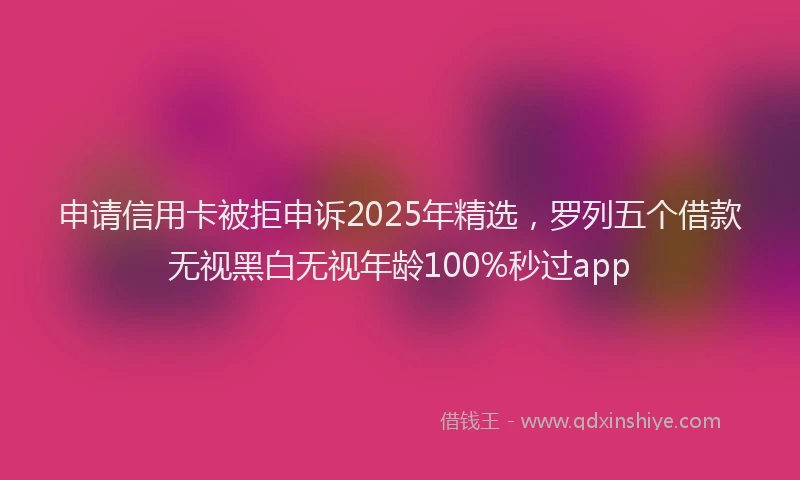 申请信用卡被拒申诉2025年精选，罗列五个借款无视黑白无视年龄100%秒过app