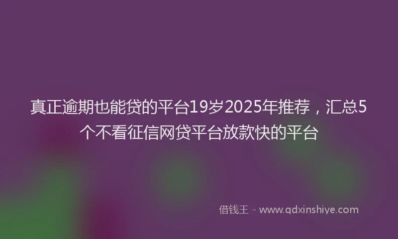 真正逾期也能贷的平台19岁2025年推荐，汇总5个不看征信网贷平台放款快的平台