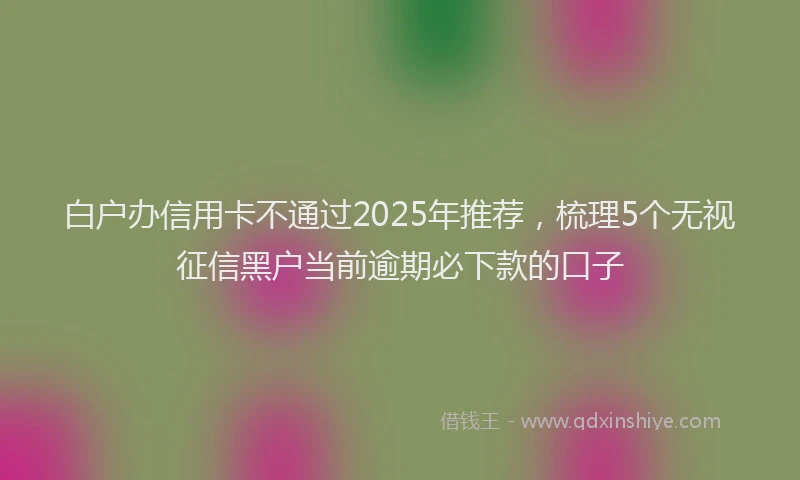 白户办信用卡不通过2025年推荐，梳理5个无视征信黑户当前逾期必下款的口子