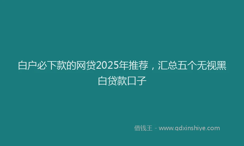 白户必下款的网贷2025年推荐，汇总五个无视黑白贷款口子