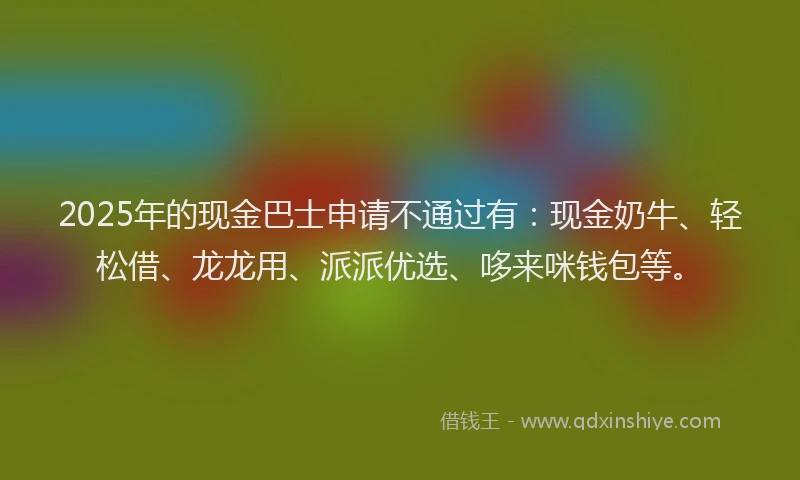 2025年的现金巴士申请不通过有：现金奶牛、轻松借、龙龙用、派派优选、哆来咪钱包等。