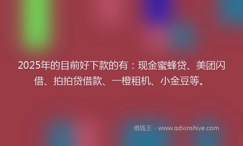 2025年的目前好下款的有：现金蜜蜂贷、美团闪借、拍拍贷借款、一橙租机、小金豆等。