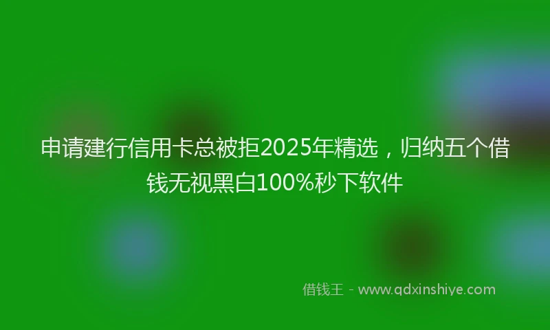 申请建行信用卡总被拒2025年精选，归纳五个借钱无视黑白100%秒下软件