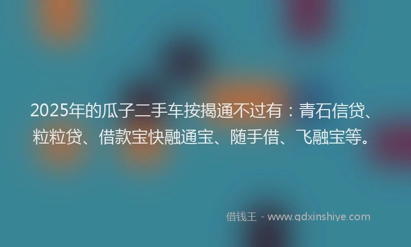 2025年的瓜子二手车按揭通不过有：青石信贷、粒粒贷、借款宝快融通宝、随手借、飞融宝等。