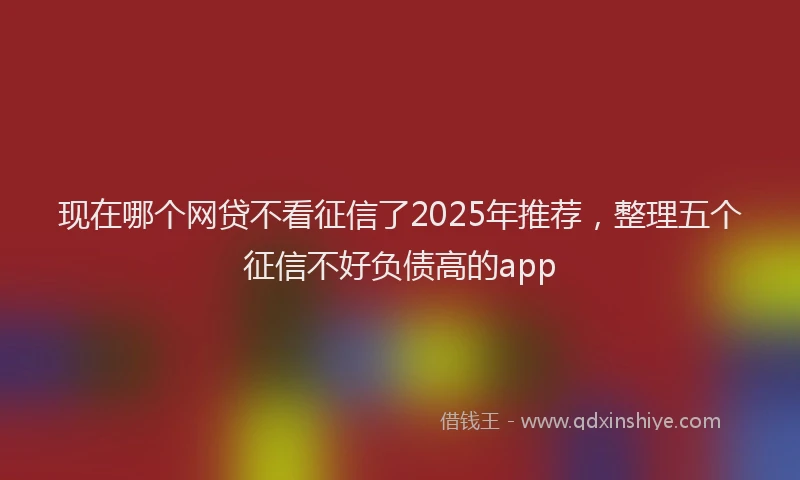 现在哪个网贷不看征信了2025年推荐，整理五个征信不好负债高的app