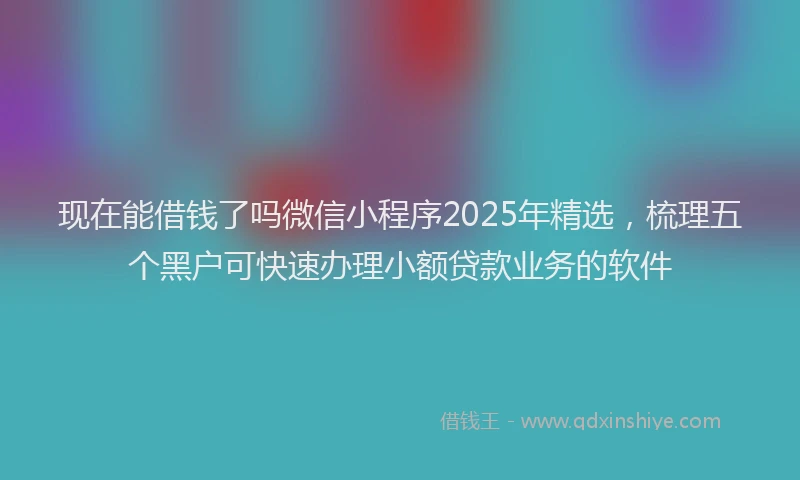 现在能借钱了吗微信小程序2025年精选，梳理五个黑户可快速办理小额贷款业务的软件