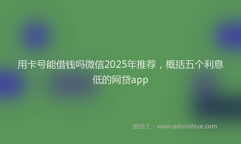用卡号能借钱吗微信2025年推荐，概括五个利息低的网贷app