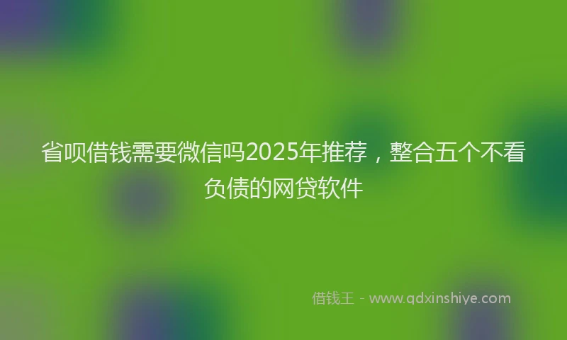 省呗借钱需要微信吗2025年推荐，整合五个不看负债的网贷软件