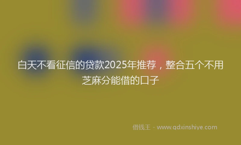 白天不看征信的贷款2025年推荐，整合五个不用芝麻分能借的口子