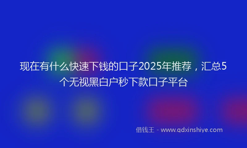 现在有什么快速下钱的口子2025年推荐，汇总5个无视黑白户秒下款口子平台