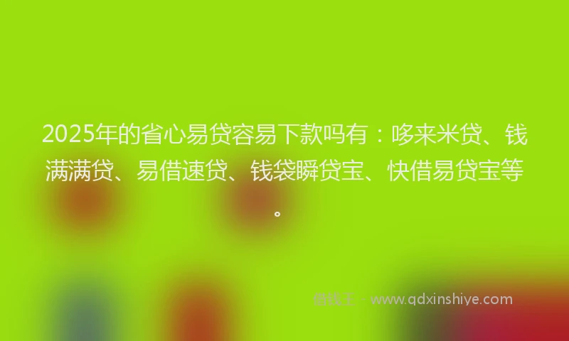 2025年的省心易贷容易下款吗有：哆来米贷、钱满满贷、易借速贷、钱袋瞬贷宝、快借易贷宝等。