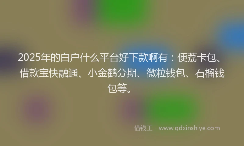 2025年的白户什么平台好下款啊有：便荔卡包、借款宝快融通、小金鹤分期、微粒钱包、石榴钱包等。